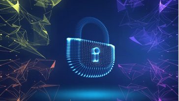 cyber security background with colorful triangles data secure cyber crime vector illustration digital lock