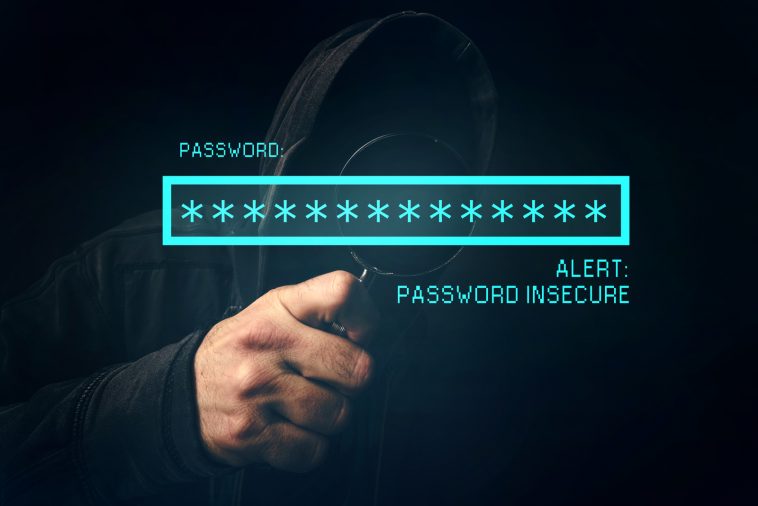 password insecure alert unrecognizable computer hacker stealing