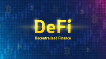 defi crypto currency on system backgroundfuturistic conceptvector and illsutration